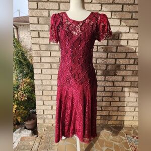 Afterdark red lace dress 10